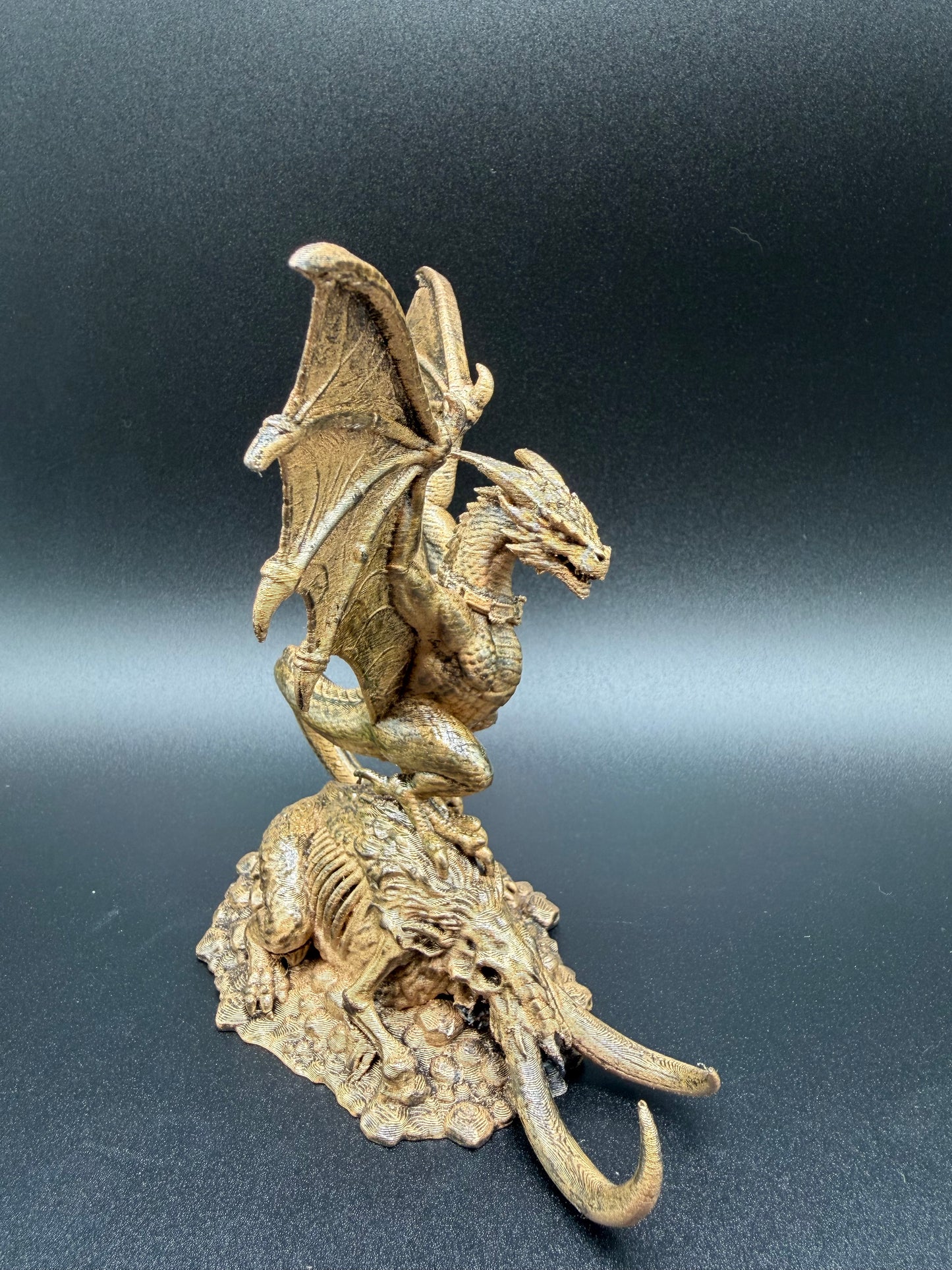Hand-Finished Gold Fantasy Dragon on Mammoth Carcass — 150mm Collectible