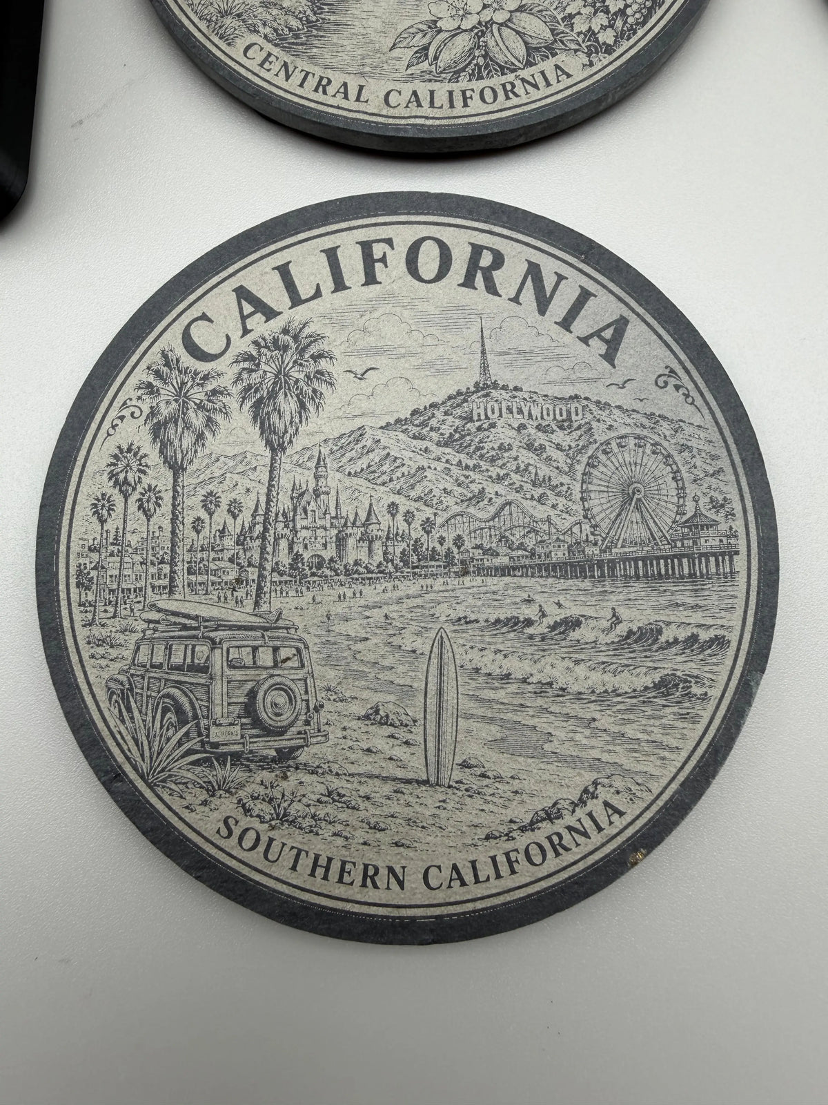 California Heritage Slate Coaster Set – Square Taylor 3D