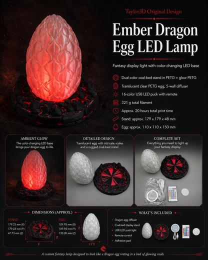 Ember Dragon Egg Color-Changing LED Lamp