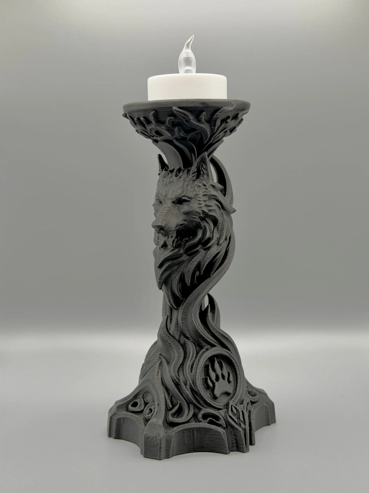 Gothic Wolf LED Tealight Holder – Baroque Wolf Altar Candle Stand Taylor 3D