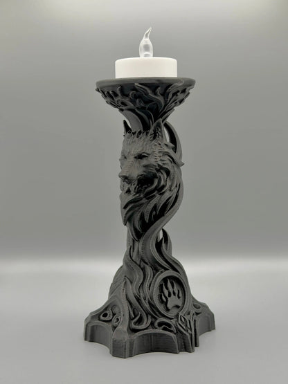 Gothic Wolf LED Tealight Holder – Baroque Wolf Altar Candle Stand Taylor 3D