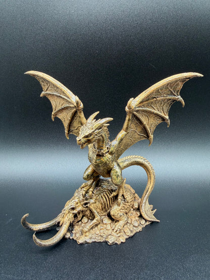 Hand-Finished Gold Fantasy Dragon on Mammoth Carcass — 150mm Collectible