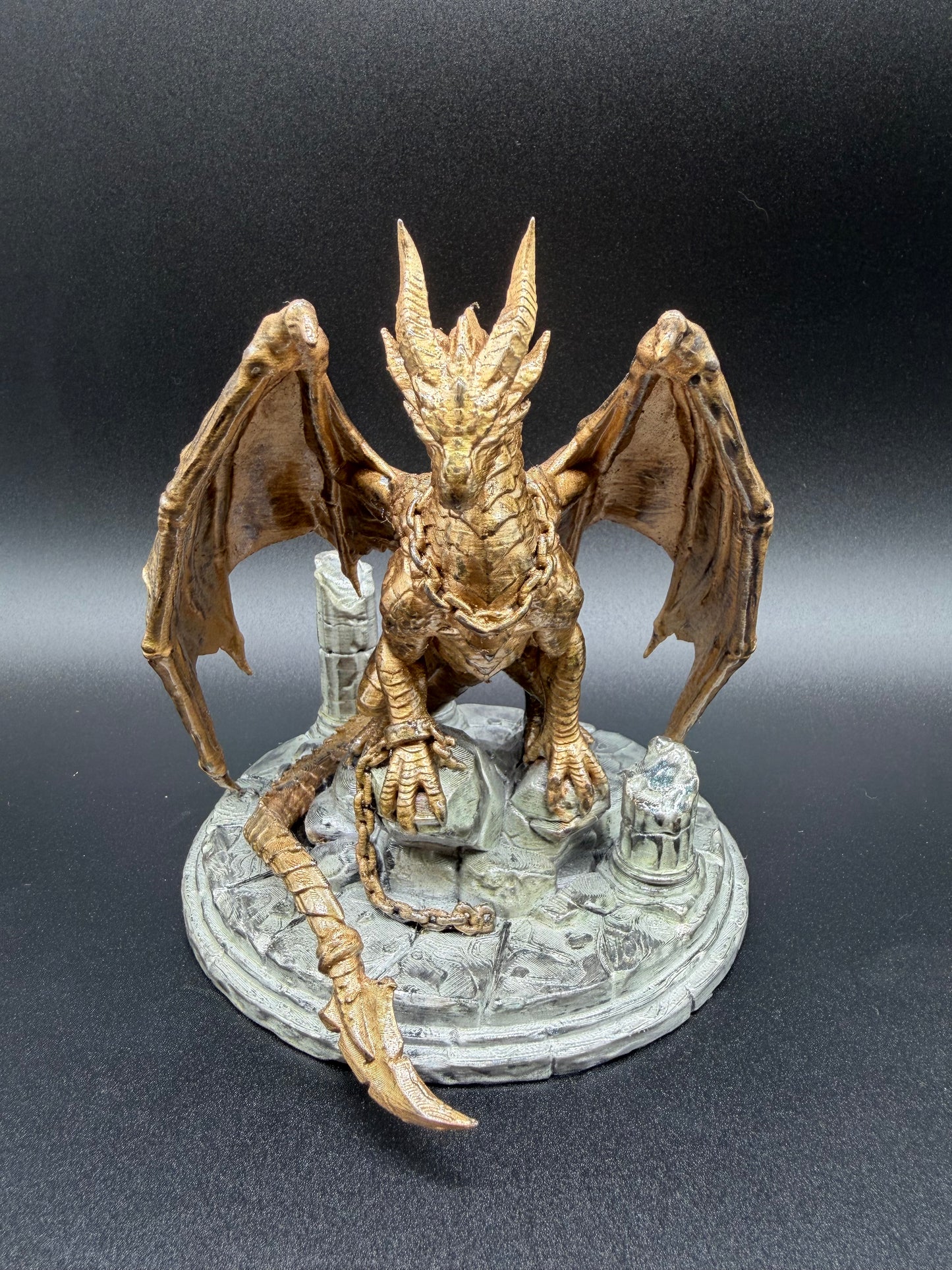 Hand-Finished Chained Fantasy Dragon Statue — 150mm Collectible