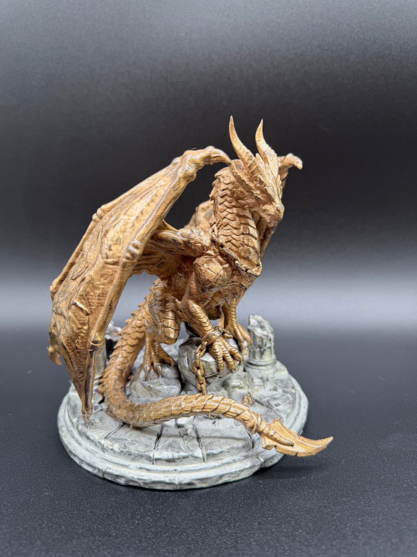 Hand-Finished Chained Fantasy Dragon Statue — 150mm Collectible