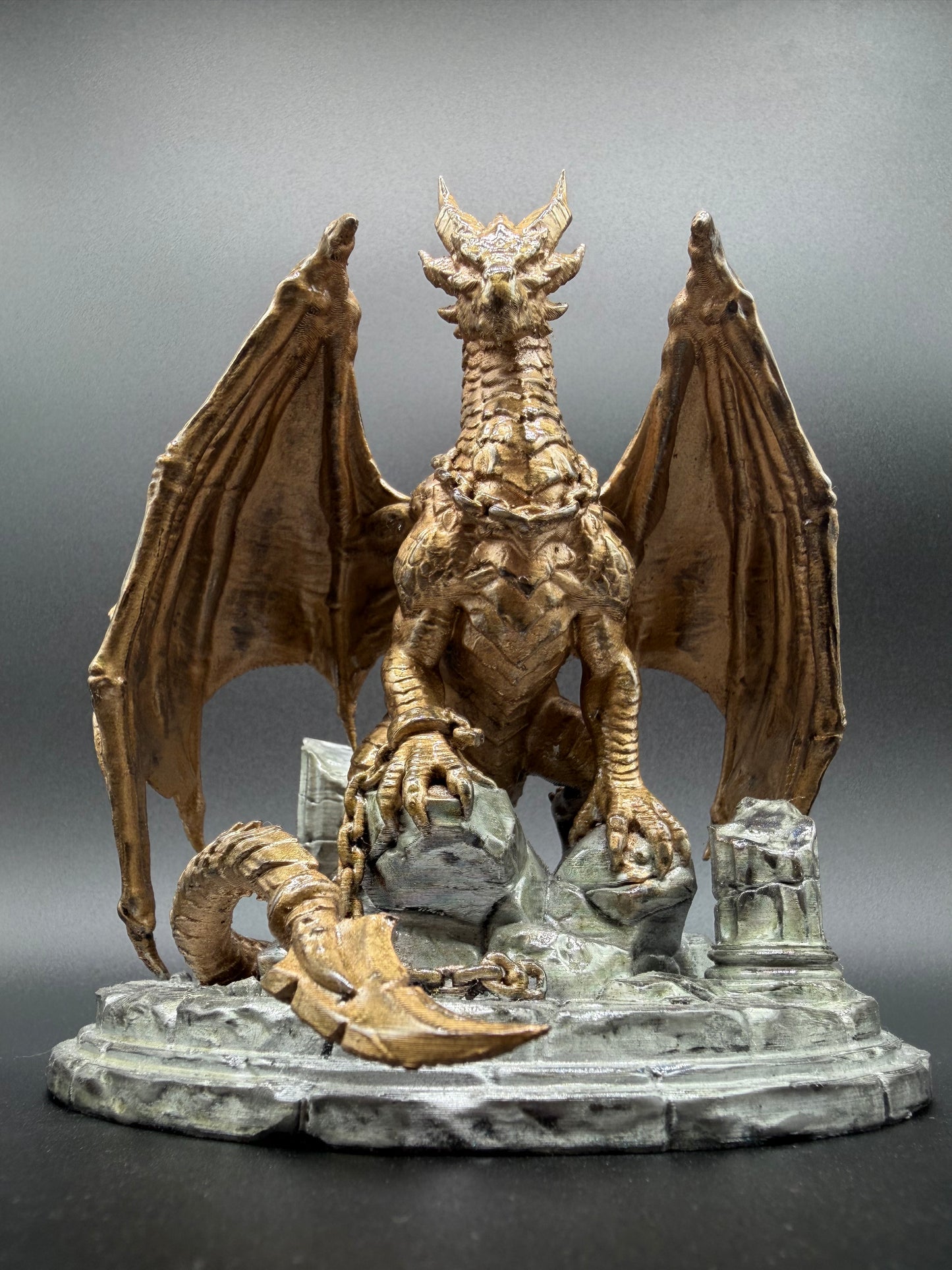 Hand-Finished Chained Fantasy Dragon Statue — 150mm Collectible