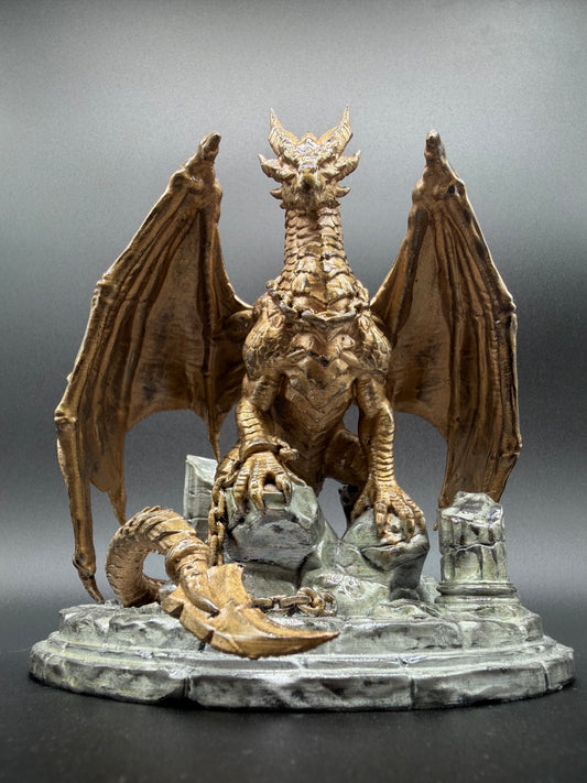 Hand-Finished Chained Fantasy Dragon Statue — 150mm Collectible