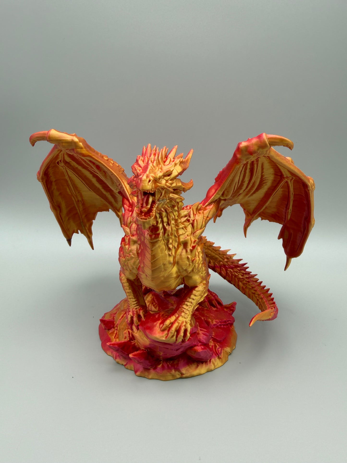Workshop Second – Adult Red & Gold Dragon Statue – Repaired Display Piece