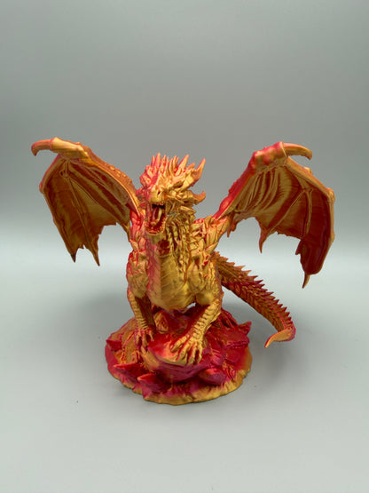 Workshop Second – Adult Red & Gold Dragon Statue – Repaired Display Piece