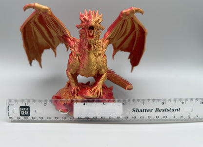 Workshop Second – Adult Red & Gold Dragon Statue – Repaired Display Piece