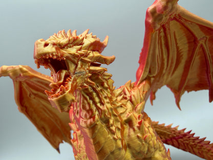 Workshop Second – Adult Red & Gold Dragon Statue – Repaired Display Piece