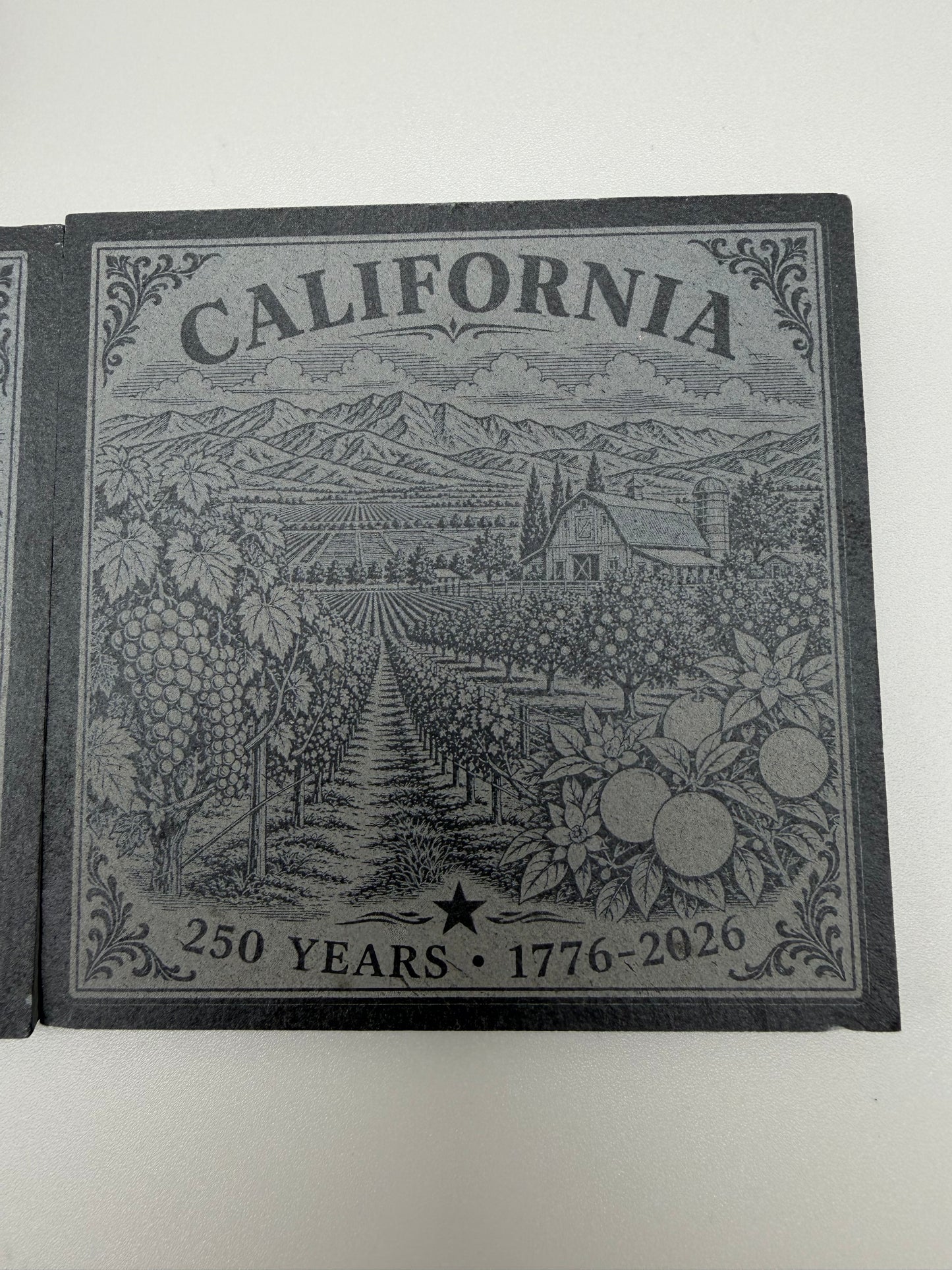 California 250th Anniversary Slate Coaster Set with PETG-GF Holder – 4 Piece