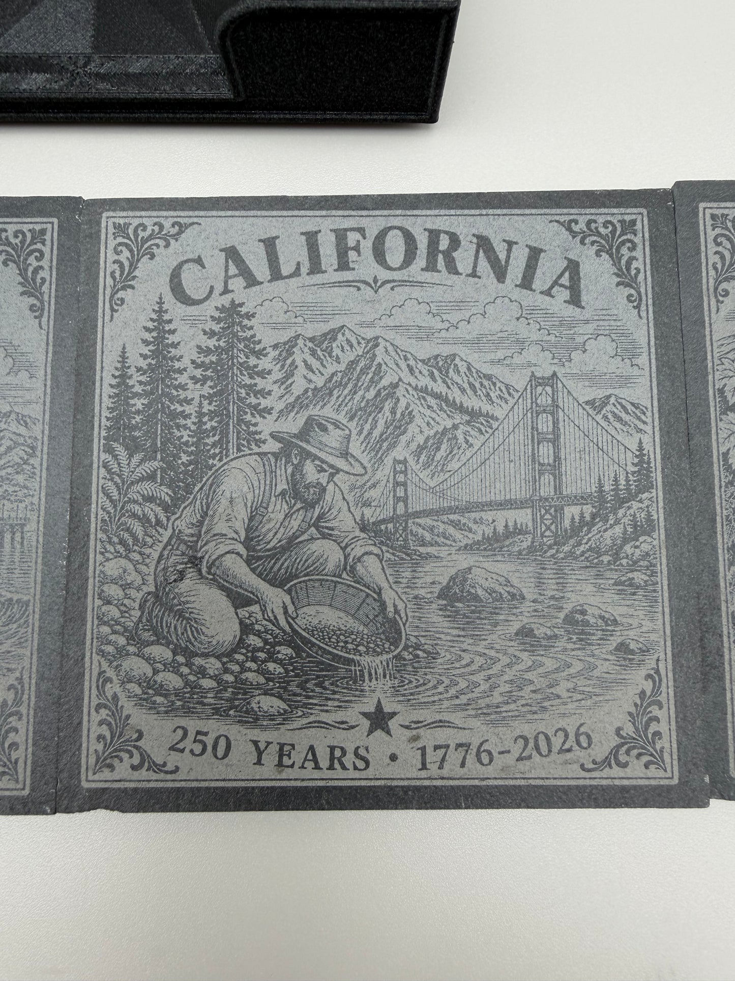 California 250th Anniversary Slate Coaster Set with PETG-GF Holder – 4 Piece