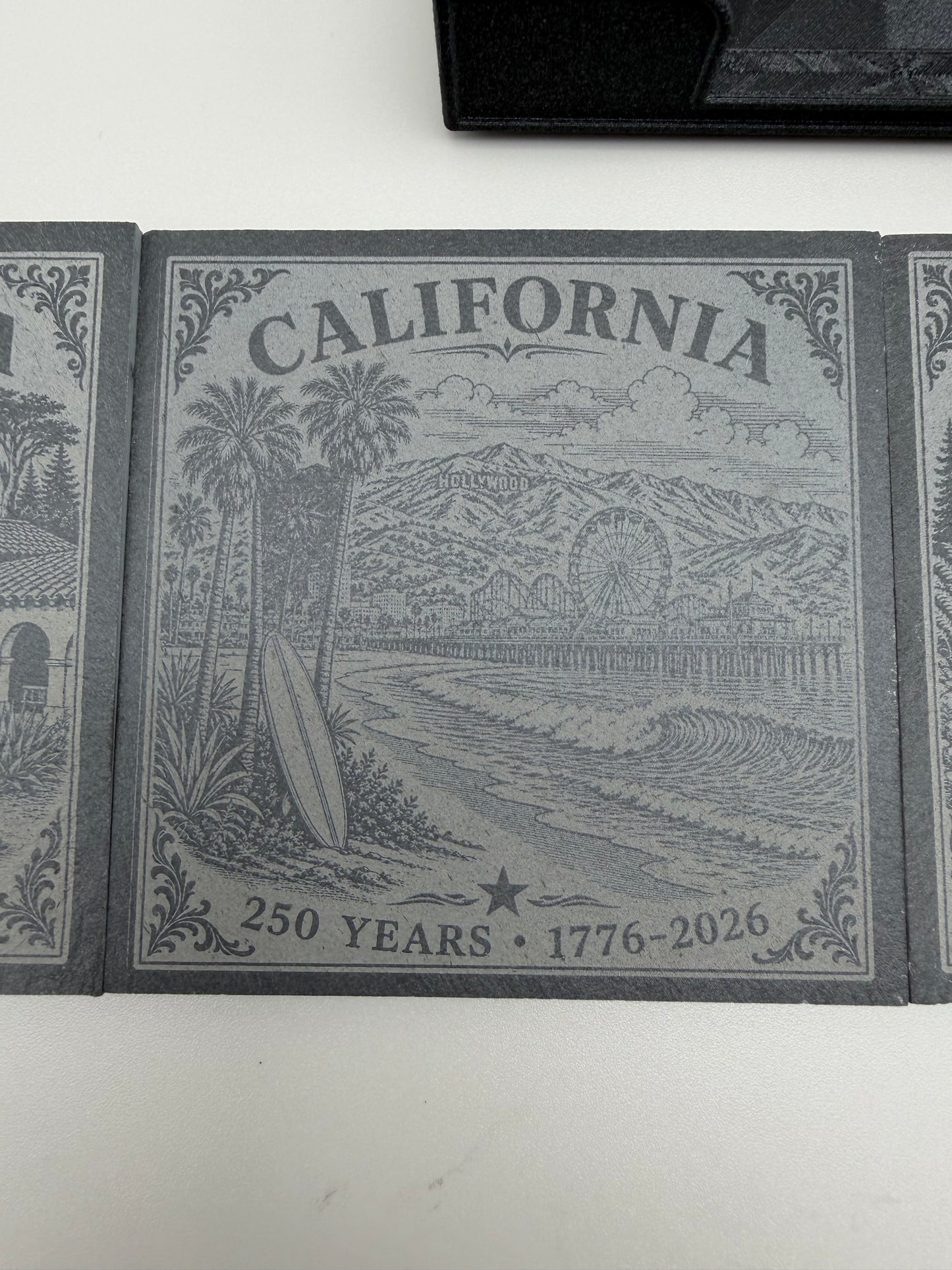 California 250th Anniversary Slate Coaster Set with PETG-GF Holder – 4 Piece