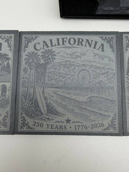California 250th Anniversary Slate Coaster Set with PETG-GF Holder – 4 Piece