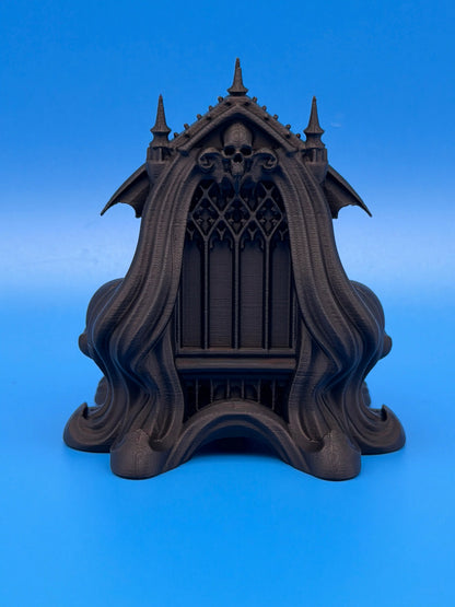 Gothic Skull & Bat LED Tealight Holder – Black Matte PLA Taylor 3D