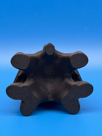 Bottom view of Taylor 3D Gothic Skull and Bat LED tealight holder in black matte PLA