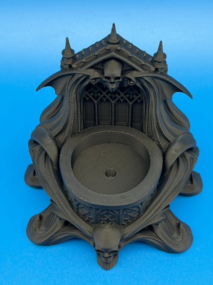 Taylor 3D black matte PLA Gothic skull and bat LED tealight holder