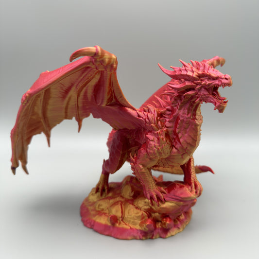 Workshop Second – Adult Red & Gold Dragon Statue – Repaired Display Piece