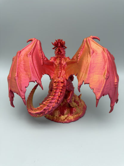 Workshop Second – Adult Red & Gold Dragon Statue – Repaired Display Piece