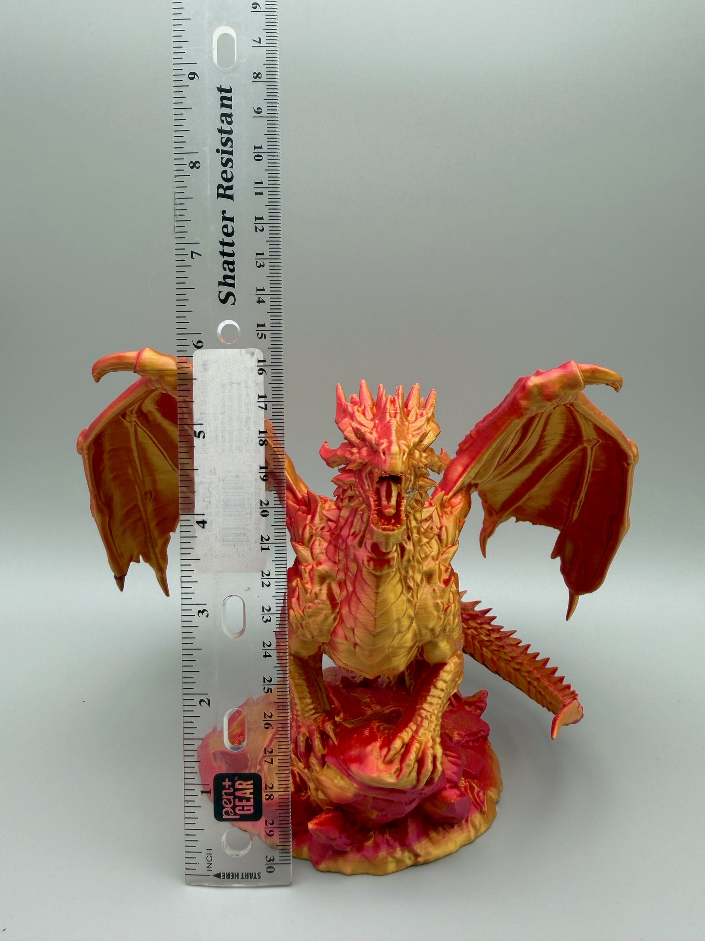 Workshop Second – Adult Red & Gold Dragon Statue – Repaired Display Piece