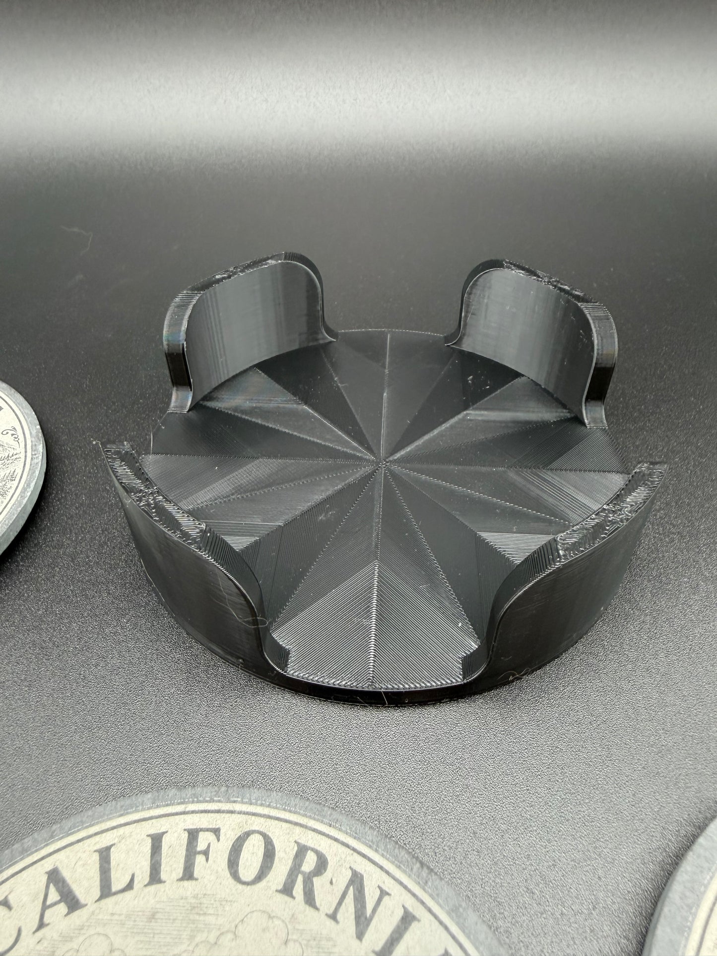 California Heritage Slate Coaster Set with 3D Printed Holder (Round)