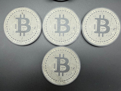 Bitcoin Slate Coaster Set with 3D-Printed Holder – Set of 4 Custom Cryptocurrency Coasters