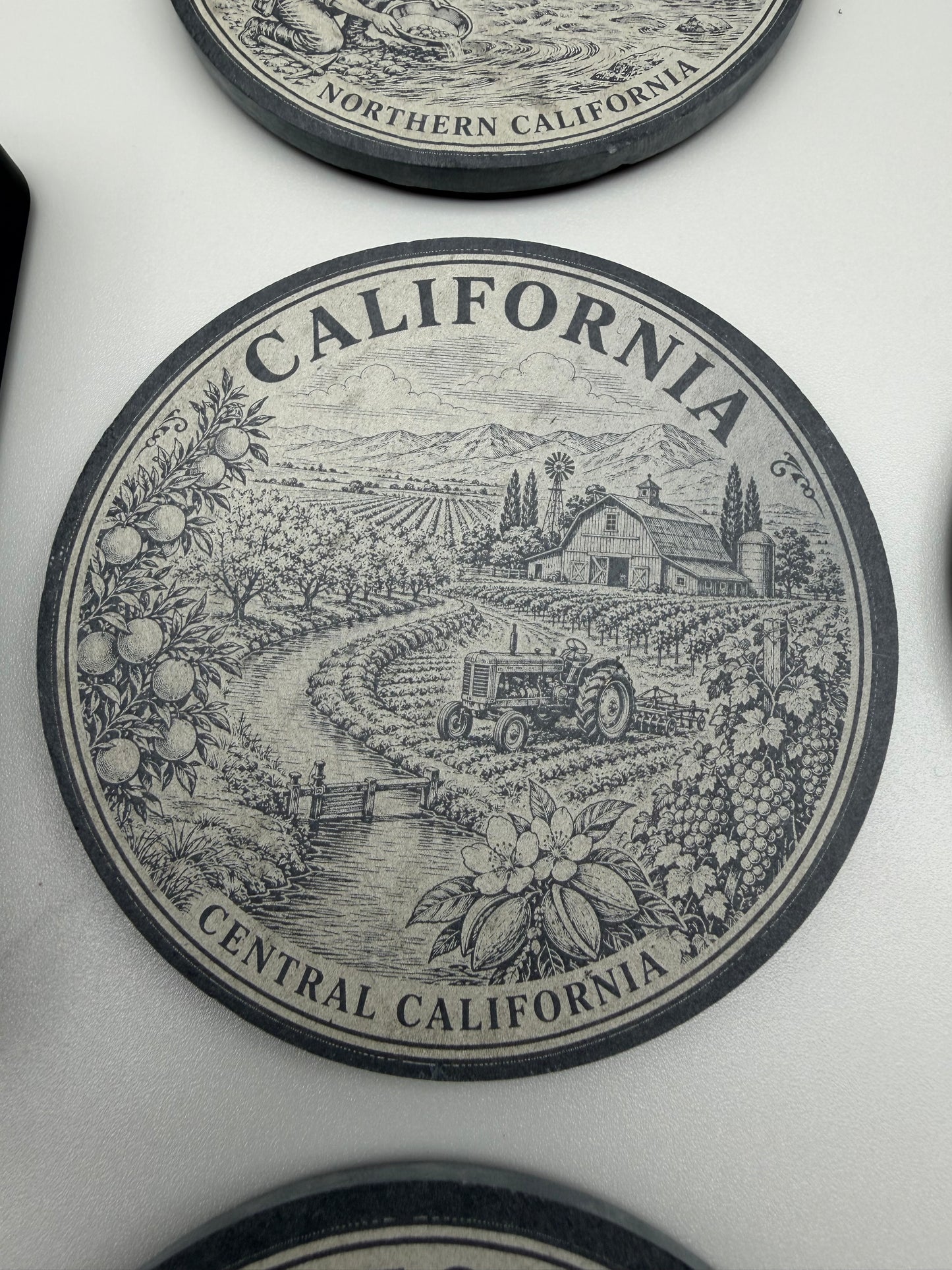 California Heritage Slate Coaster Set with 3D Printed Holder (Square)