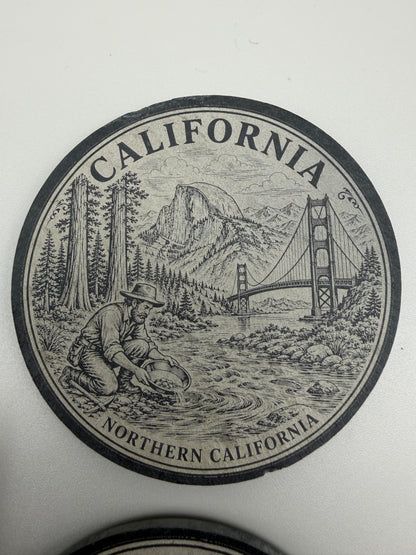 California Heritage Slate Coaster Set with 3D Printed Holder (Square)