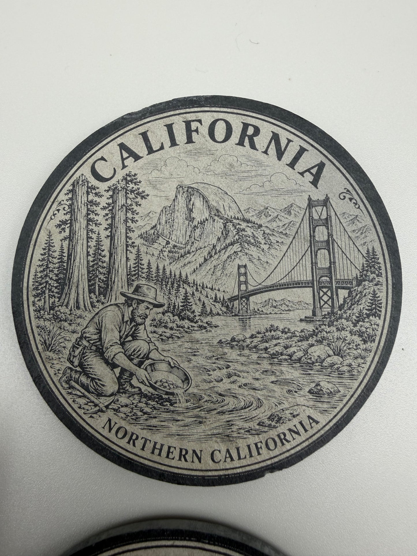 California Heritage Slate Coaster Set with 3D Printed Holder (Round)