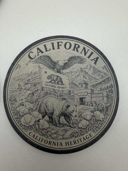 California Heritage Slate Coaster Set with 3D Printed Holder (Square)