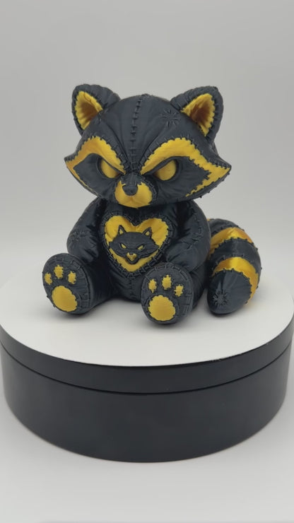 Stitchborn Raccoon – Gothic Raccoon Statue | 3D Printed Collectible